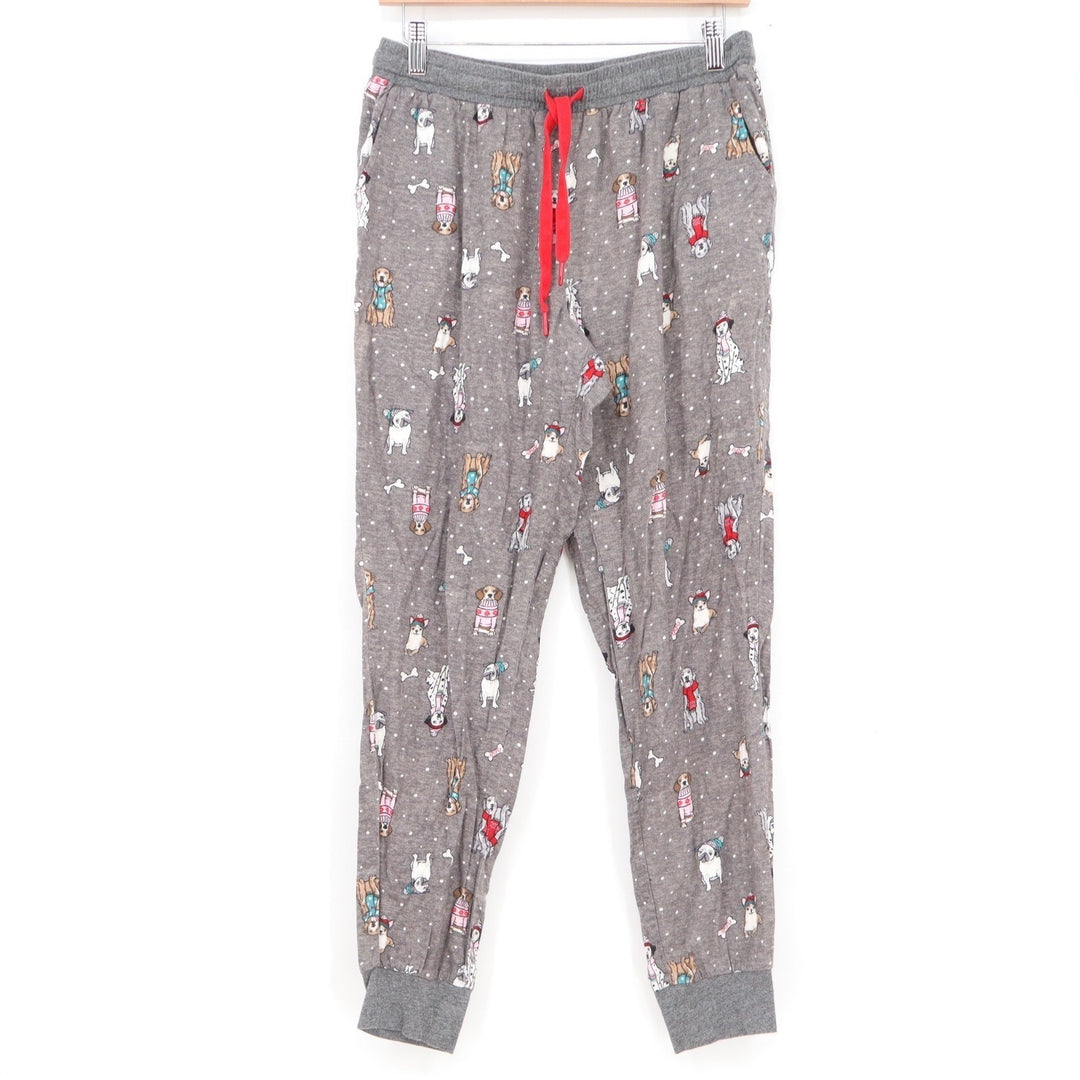 Secret Treasures Womens Gray Holiday Dog Print Cotton Pajama Jogger Pants Small