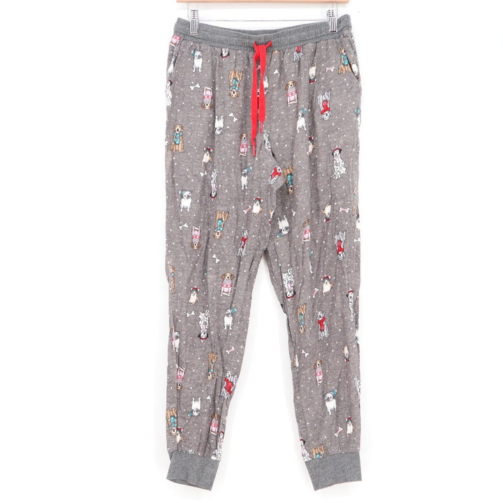 Secret Treasures Womens Gray Holiday Dog Print Cotton Pajama Jogger Pants Small