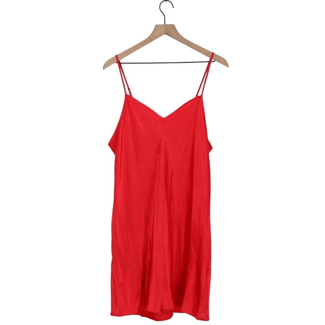 Linea Donatella Slip Dress Womens XL Crimson V-Neck Spaghetti Adjustable Strap