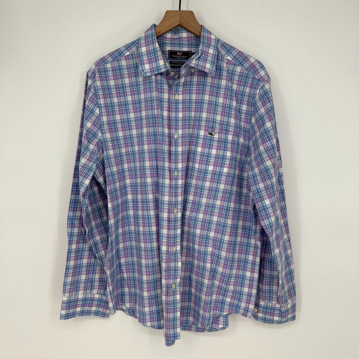 Vineyard Vines Tucker Shirt Mens Large Multicolor Plaid Cotton Classic Fit Logo