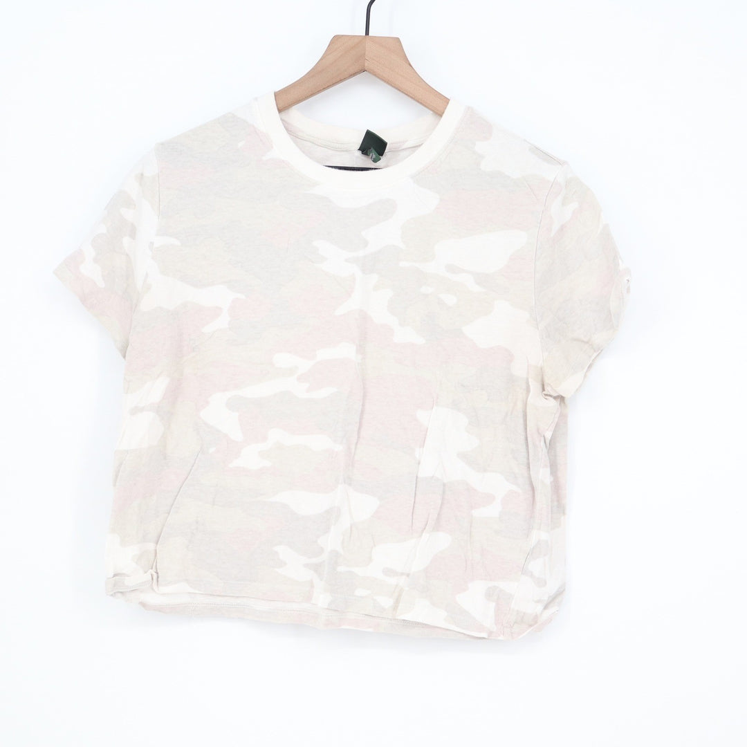 Wild Fable Womens XL Neutral Camo Short Sleeve Cropped Cotton T-Shirt VN1315930