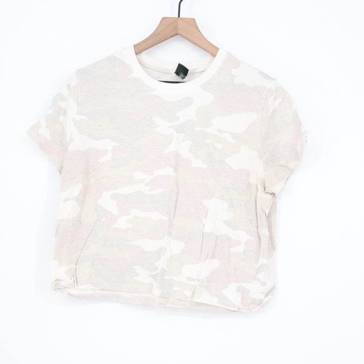 Wild Fable Womens XL Neutral Camo Short Sleeve Cropped Cotton T-Shirt VN1315930