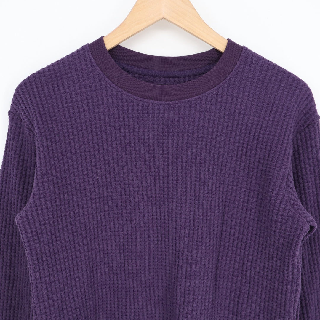 American Giant T-Shirt Mens Small Purple Cotton Stretch Waffle Knit Long Sleeve