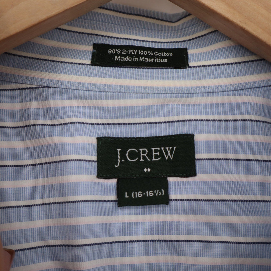 J.Crew Mens Slim Fit Striped Button Down Shirt Blue White Pink Cotton L 16-16.5