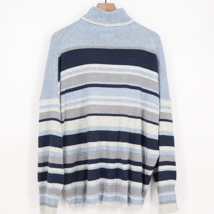 Loft Lou Grey Sweater Womens XL Multicolor Striped Knit Turtle Neck Long Sleeve