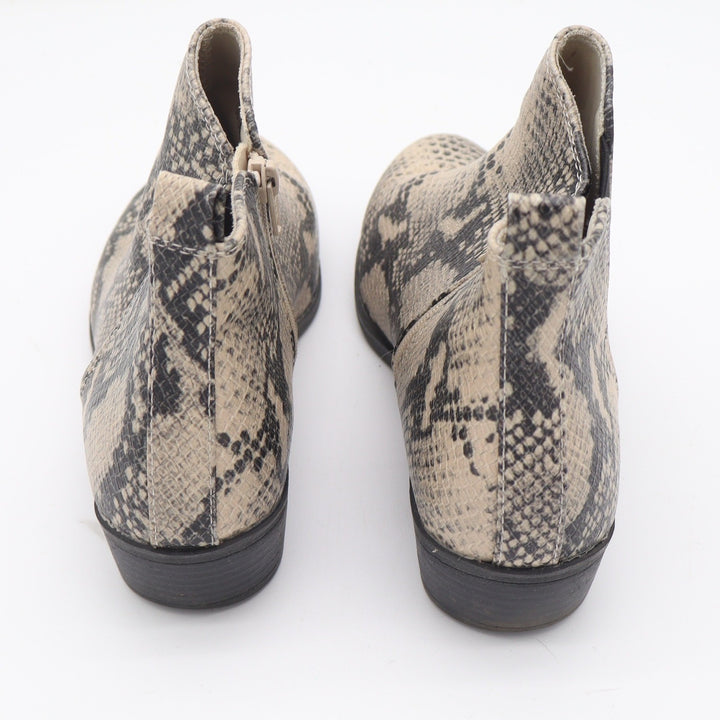 SO Hannosnake Womens Ankle Booties Faux Snakeskin Grey Cream Size 10