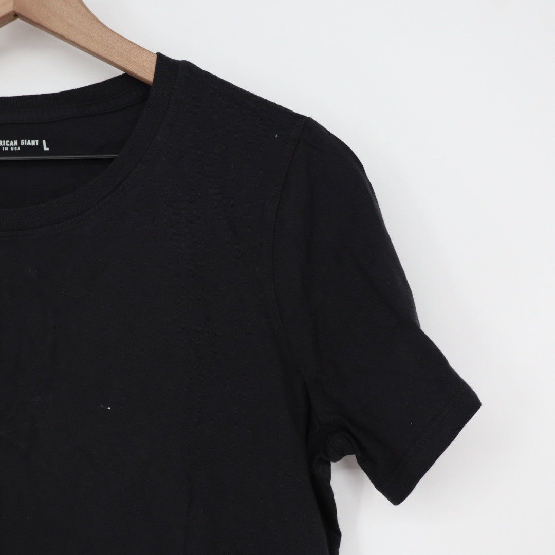 American Giant Classic Black Cotton Crew Neck T Shirt Size L Made in USA