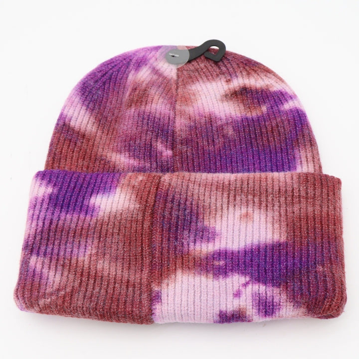C.C Beanie Womens OS Iris Wild Ginger Tie Dye Ribbed Knit New