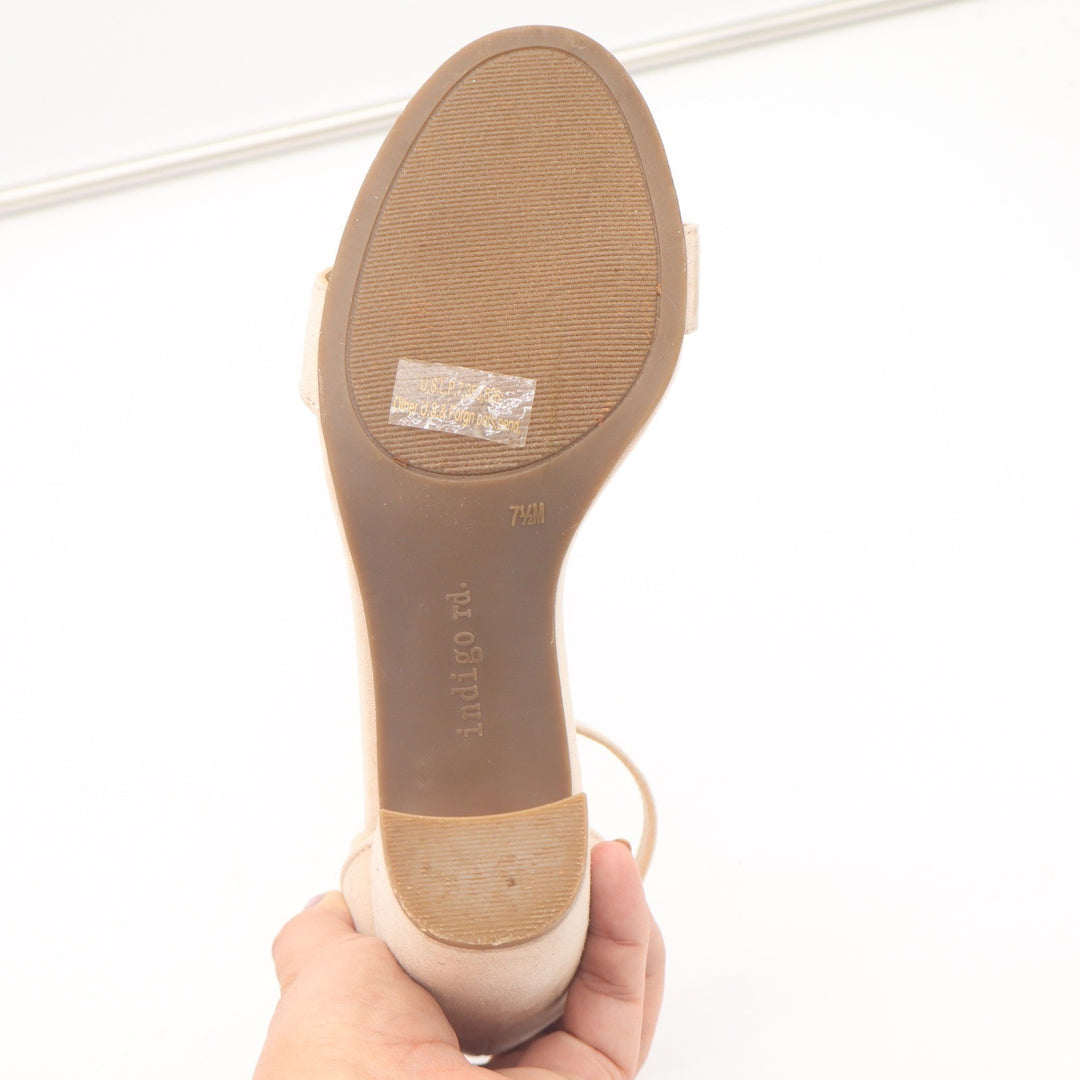 Indigo Rd Bradlee Beige Faux Suede Block Heel Ankle Strap Sandals Mens 7.5M