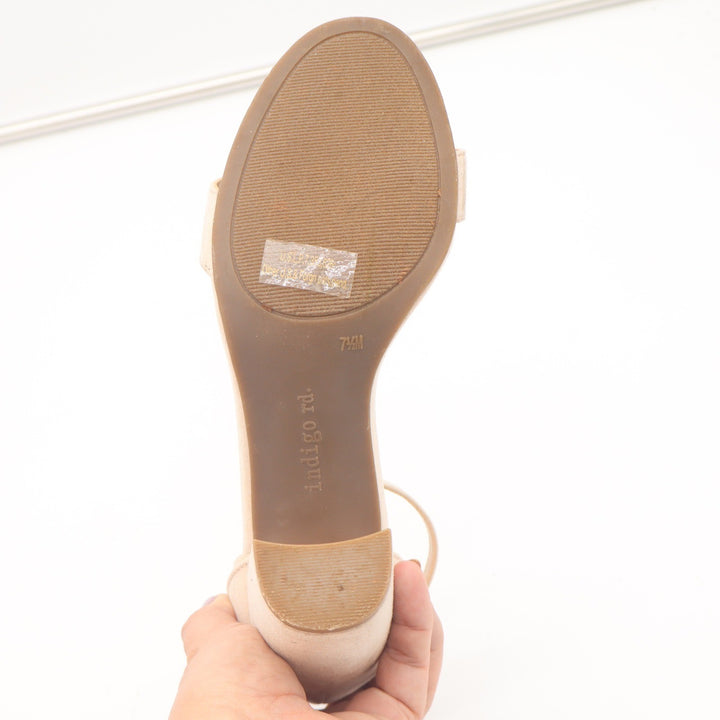 Indigo Rd Bradlee Beige Faux Suede Block Heel Ankle Strap Sandals Mens 7.5M