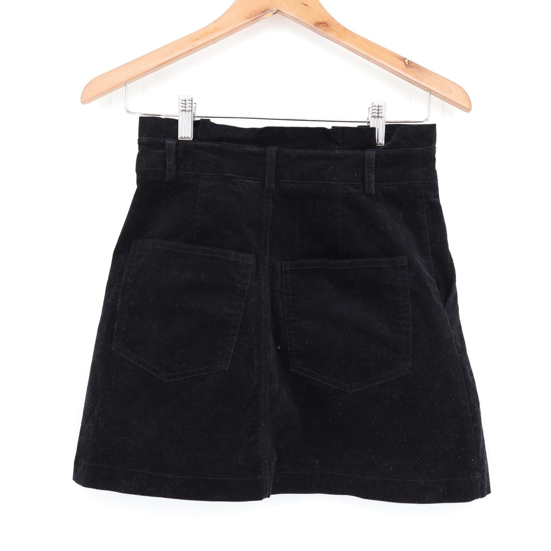 Forever 21 Womens Black Corduroy High Waisted Mini Skirt Size S Pleated