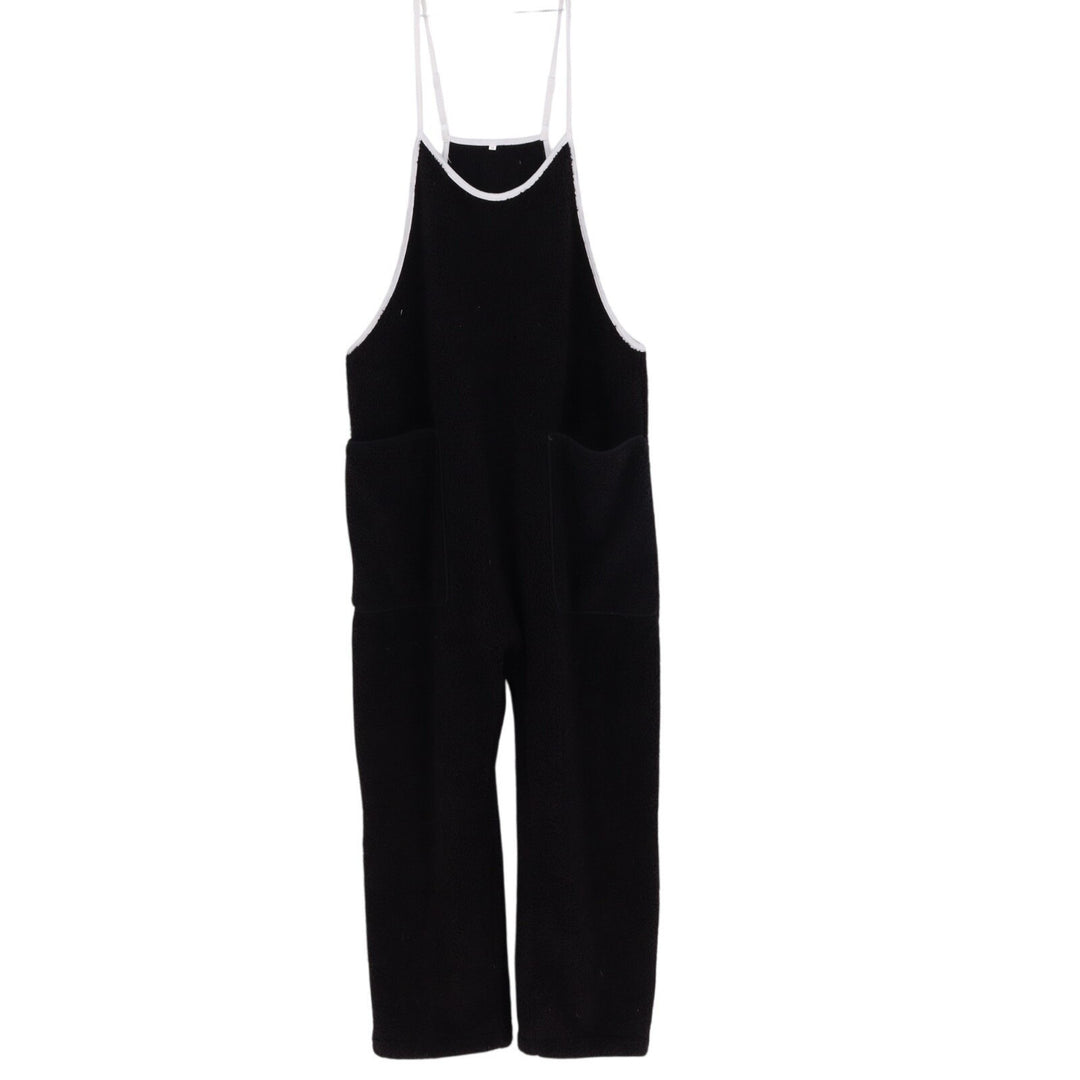 Hot Shot Cuddle Up Jumpsuit Womens Small Black Straight Leg