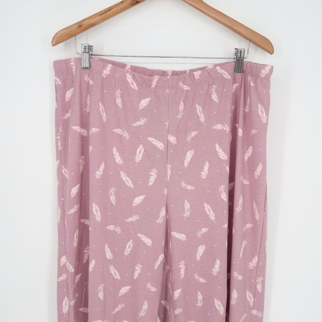 Charter Club Intimates Pajama Pants Women Large White Floral Cotton Straight Leg