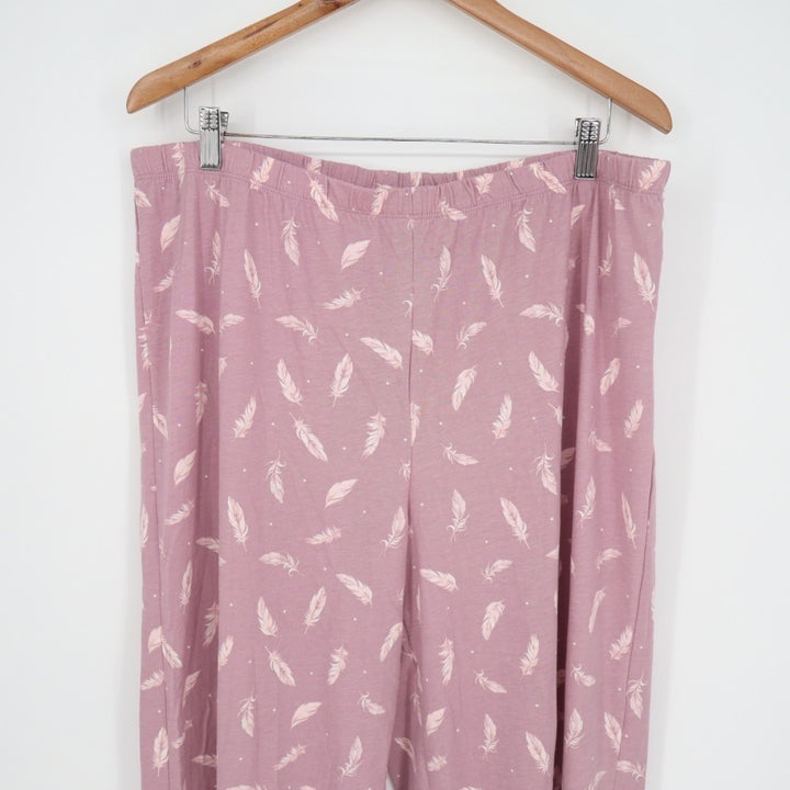 Charter Club Intimates Pajama Pants Women Large White Floral Cotton Straight Leg