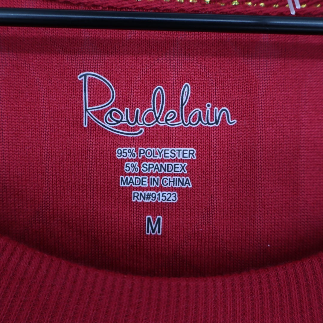 Roudelain 2-PC Pajama Set Womens Medium Red Cable Knit Stretch Ribbed Straight