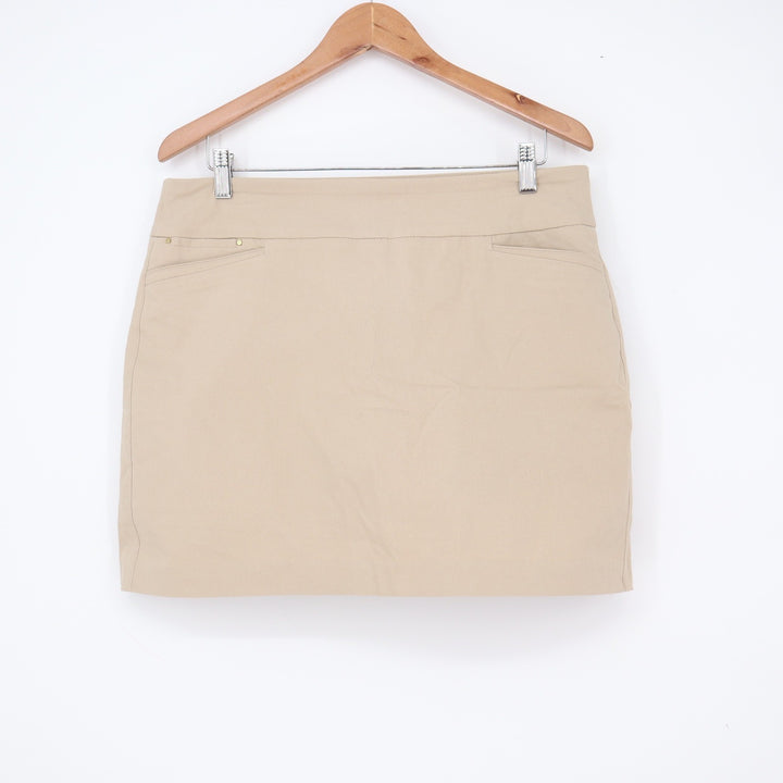 Attyre New York Skort Womens 12 Tan Stretch Pockets Excellent