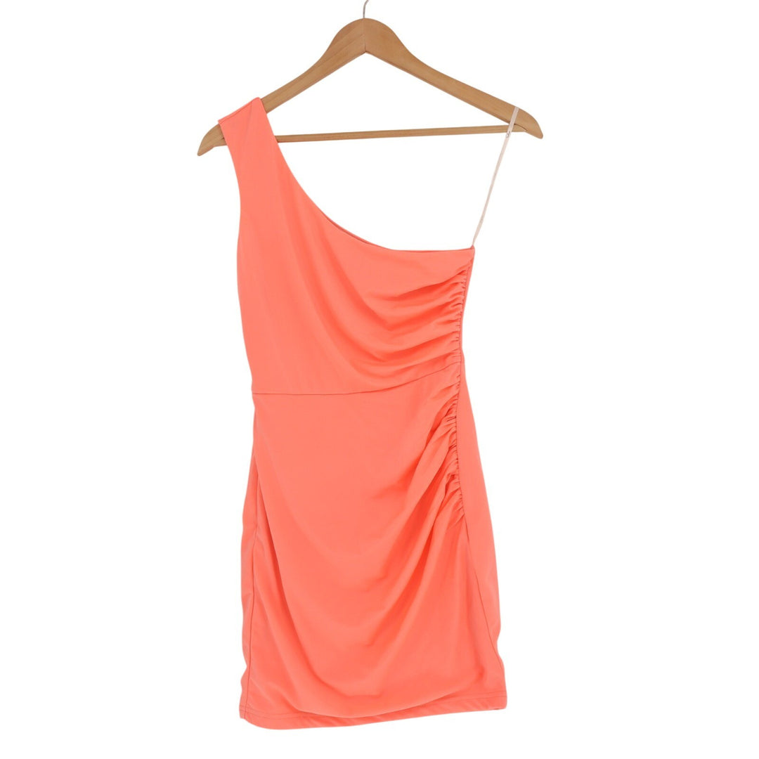 Lulus Extraordinary Poise One Shoulder Mini Dress Womens XS Coral Pink Stretch