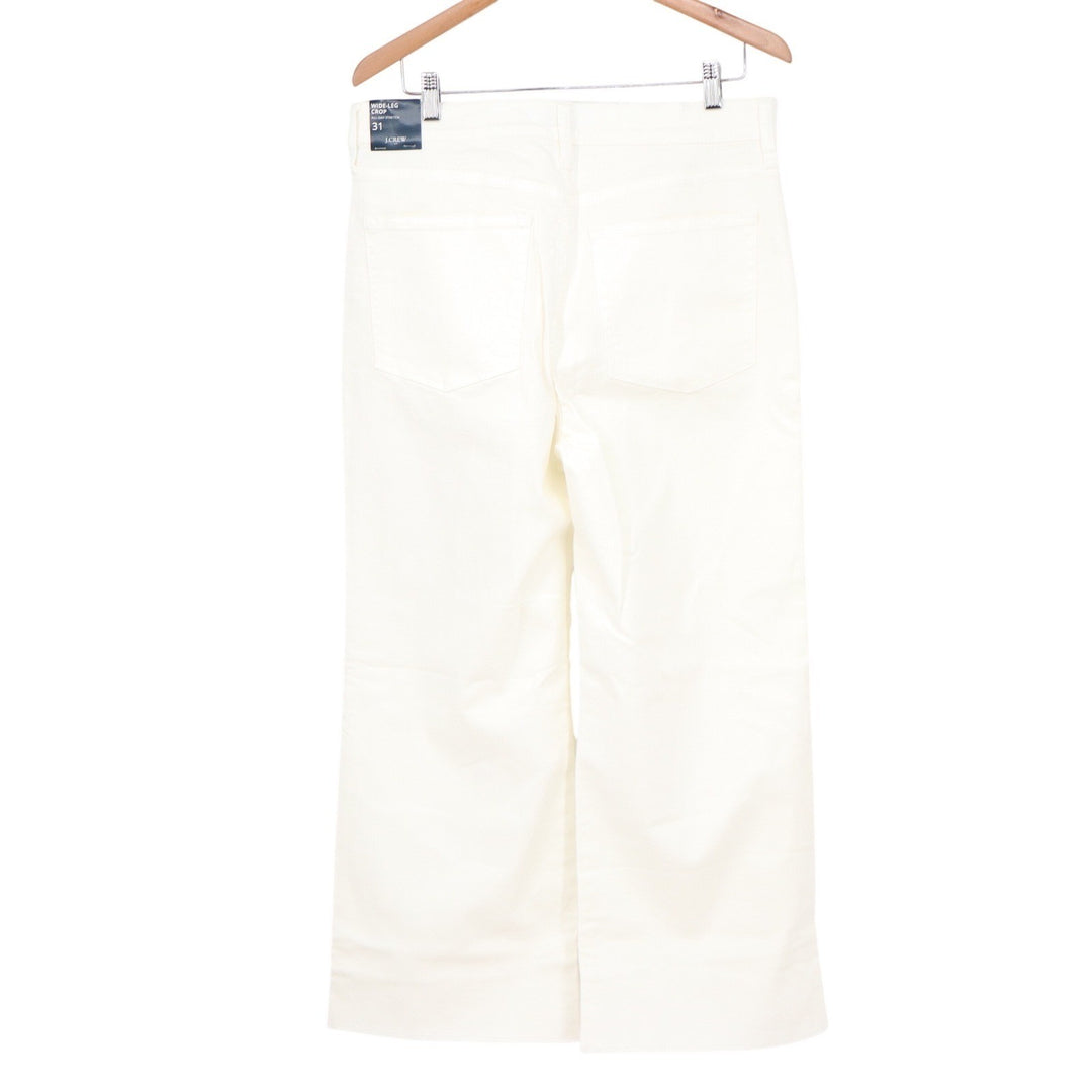 J.Crew Wide-Leg Crop Pants White Denim High Rise Stretch Size 31