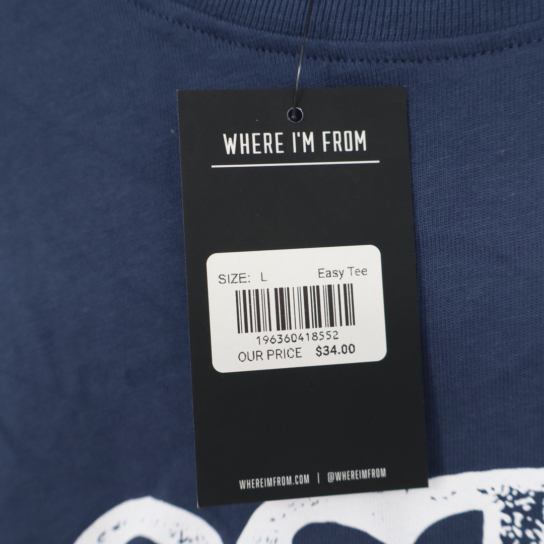 Where I'm From Boston USA Easy Tee Navy Blue Graphic T-Shirt Mens Large