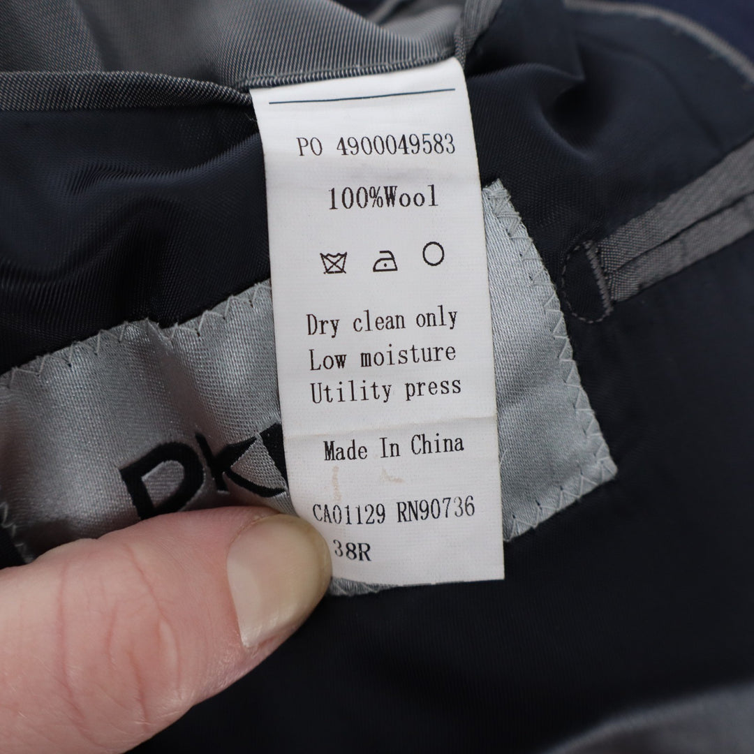 DKNY Boyds Blazer Jacket Mens 38R Blue Notch Lapel Single Breasted Double Vents