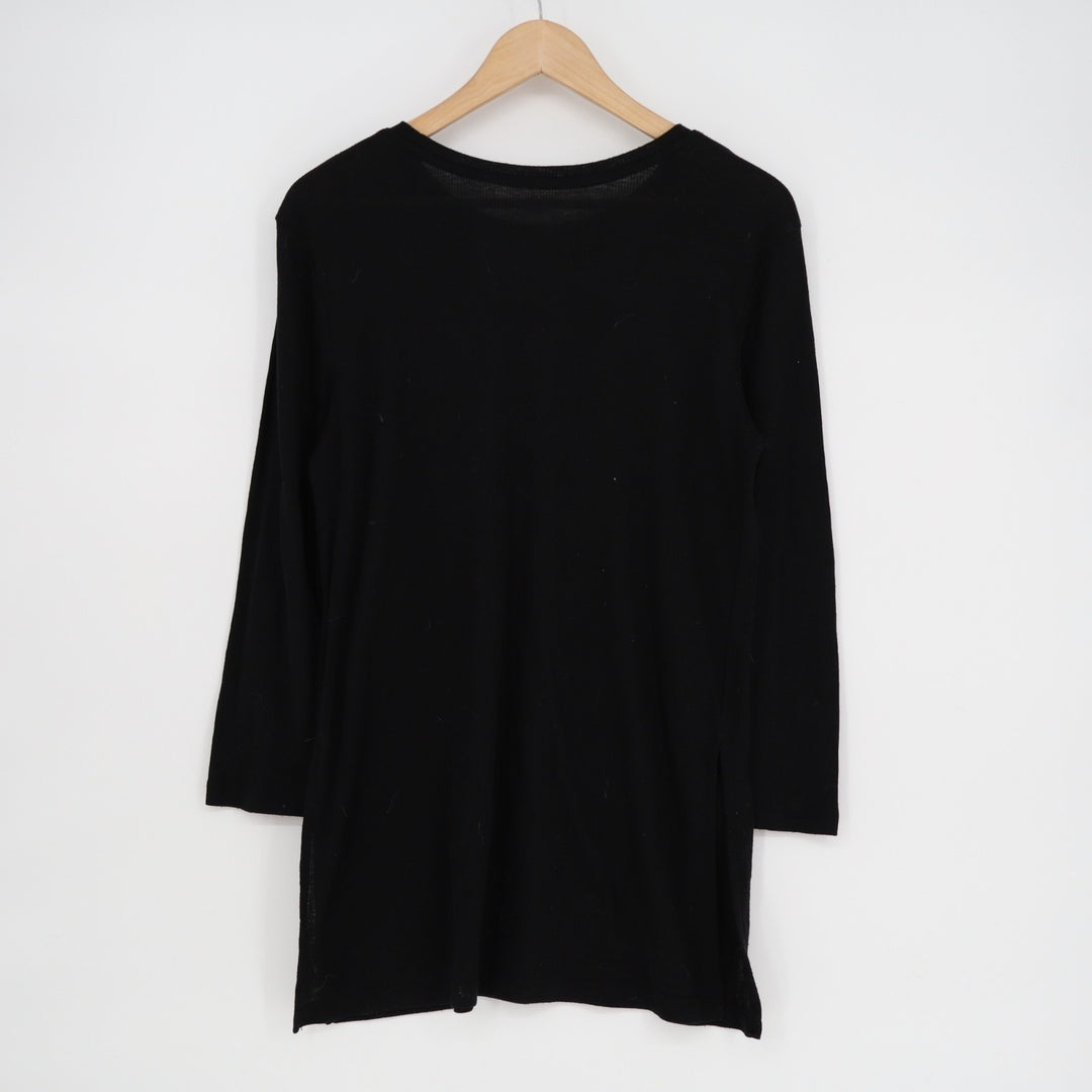 Old Navy Tunic T-Shirt Womens Medium Black Knit Round Neck Long Sleeve Pullover