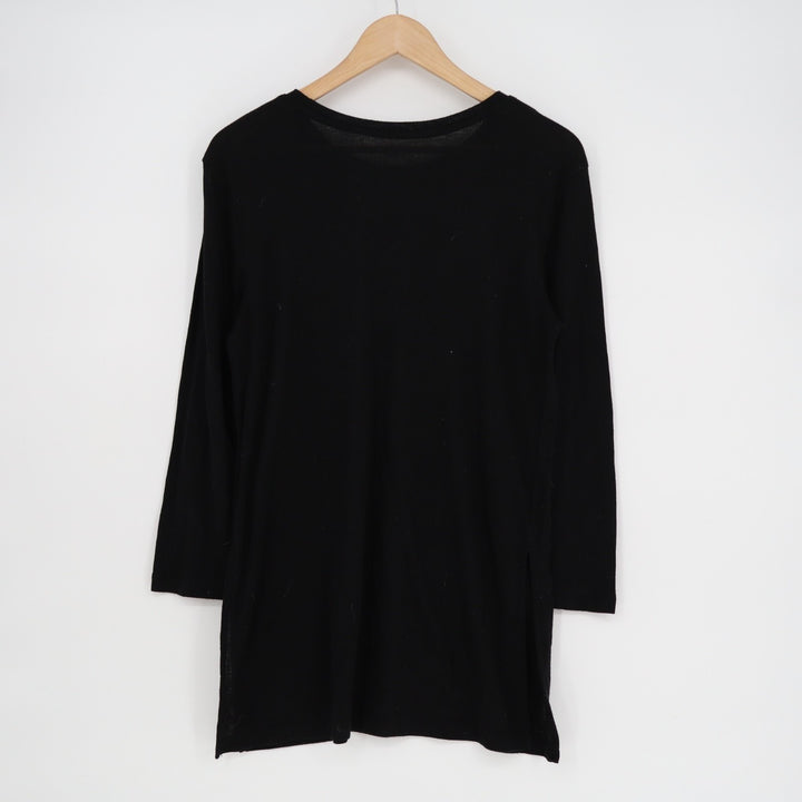 Old Navy Tunic T-Shirt Womens Medium Black Knit Round Neck Long Sleeve Pullover