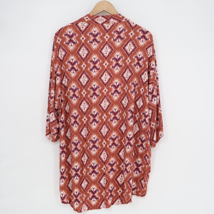 Knox Rose Cardigan Sweater Womens XS/S Multicolor Printed Stretch Open Front
