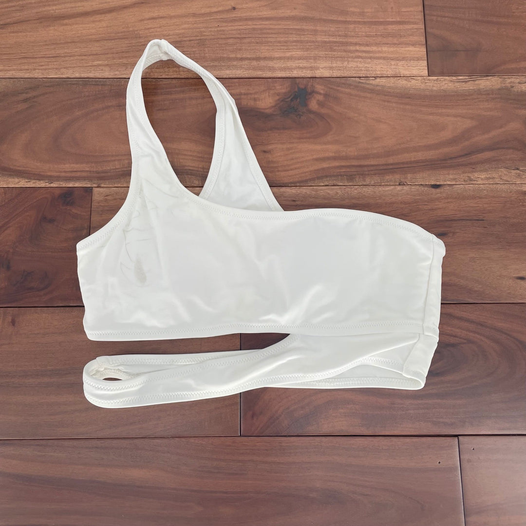 Lulus White One Shoulder Cutout Bikini Swim Top M