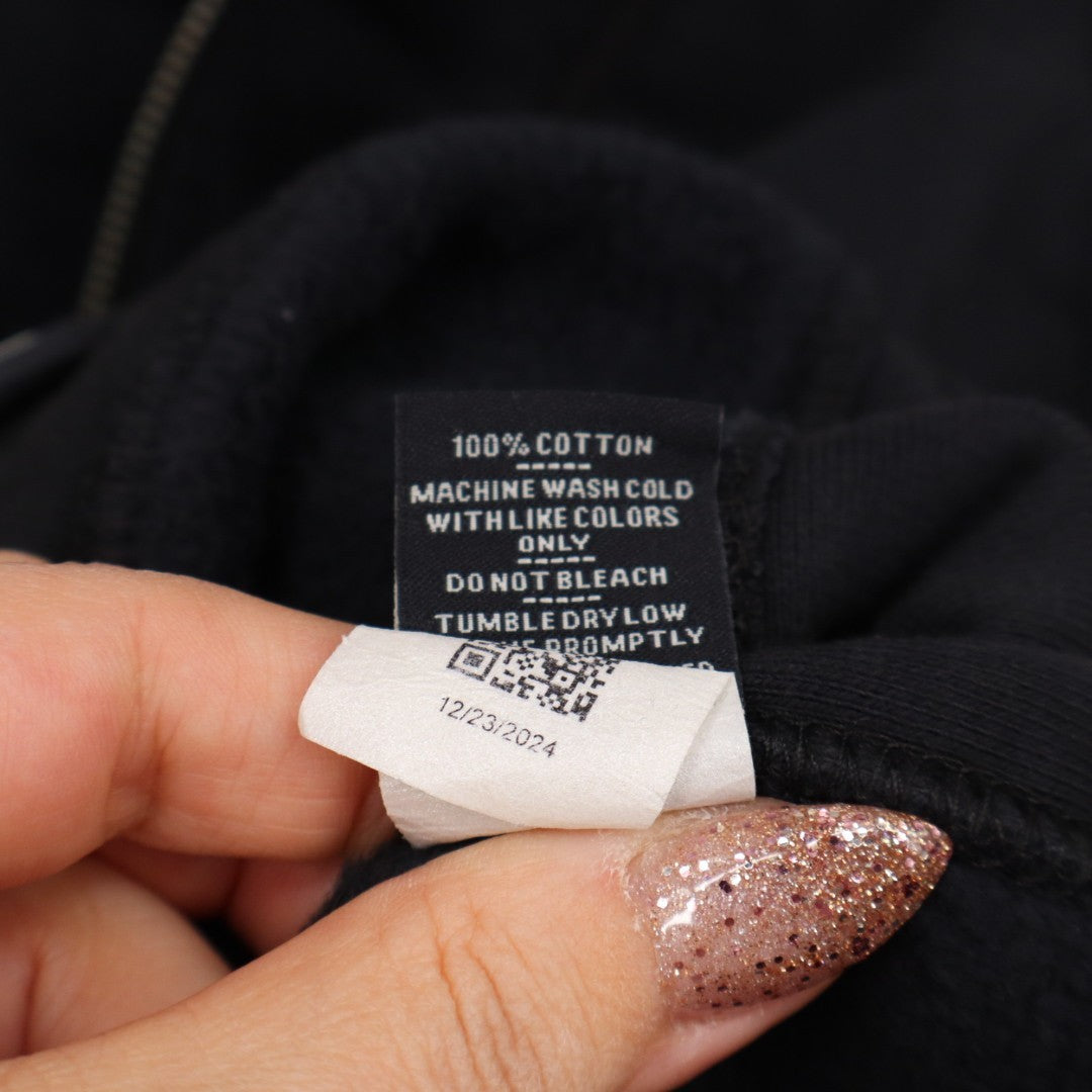 American Giant Hoodie Womens Small Black Cotton Logo Full Zip Pockets Ribbed Hem
