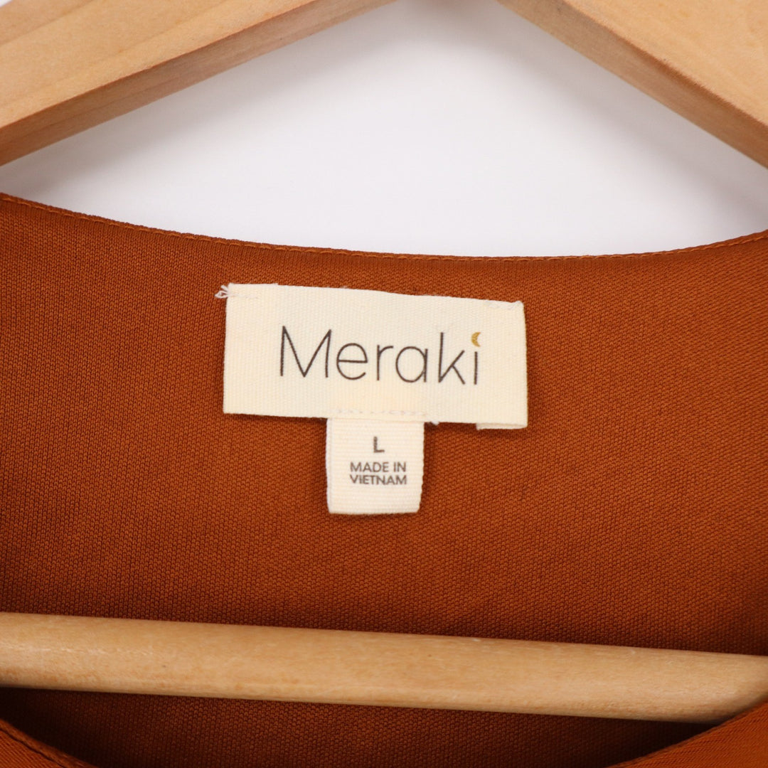 Meraki Bodysuit Womens L Burnt Orange Sleeveless Snap Good