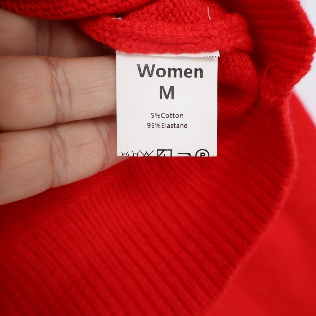 Red Cropped Button Front Cardigan Sweater Womens Size M Crew Neck Long Sleeve