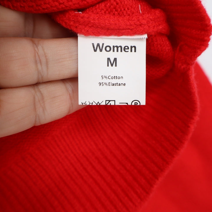 Red Cropped Button Front Cardigan Sweater Womens Size M Crew Neck Long Sleeve