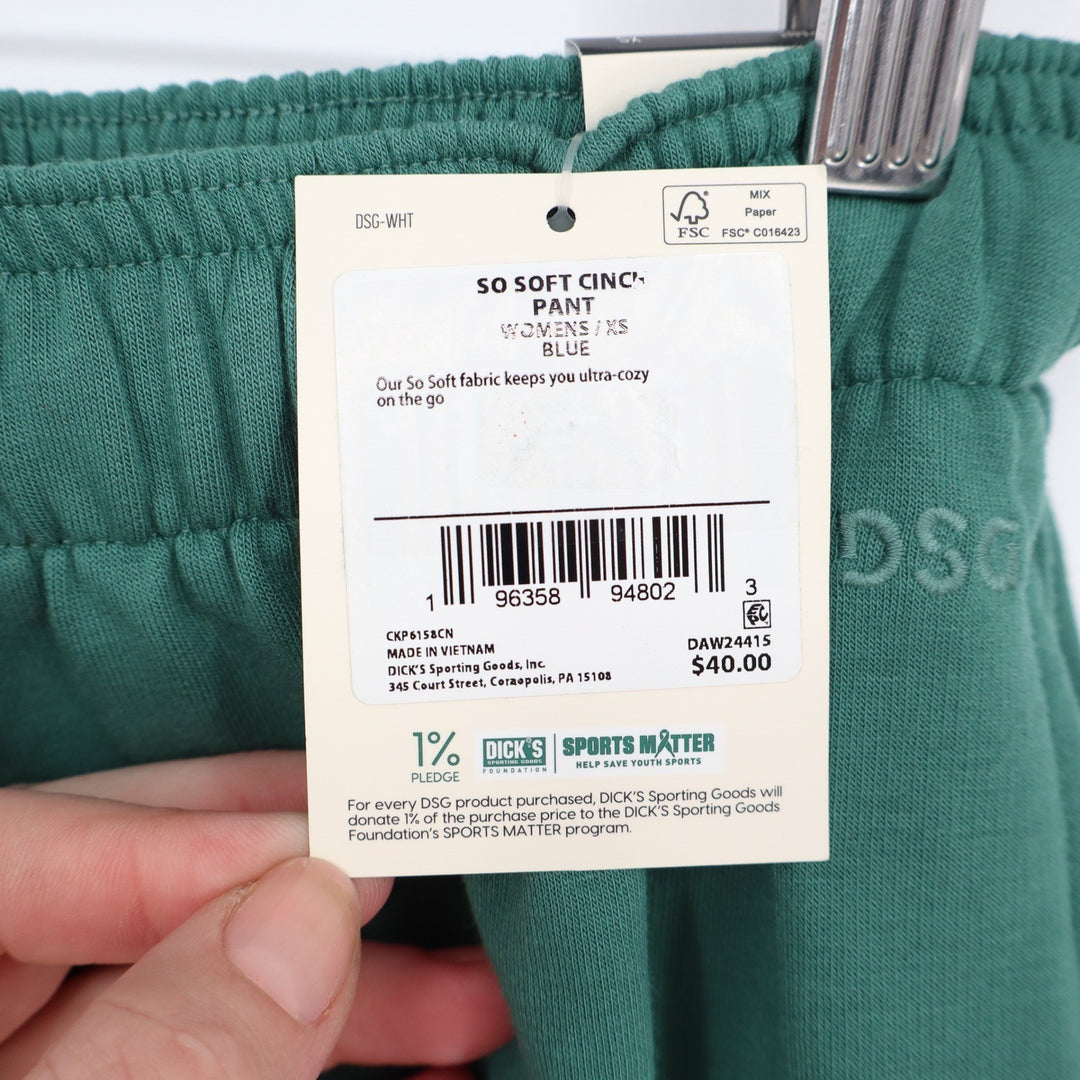 DSG So Soft Cinch Pant Womens XS Blue Teal Green Joggers
