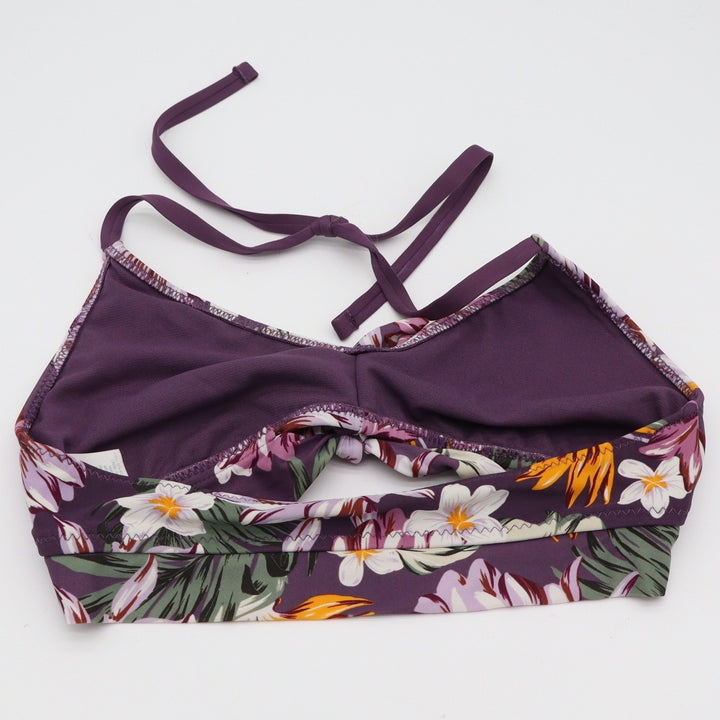 Kona Sol Bikini Top Womens S Floral Purple Twist Front Halter Excellent
