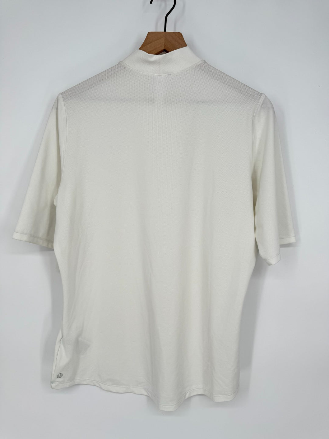 Adidas Golf Polo Shirt Womens Large White Trefoil Logo Mesh Stretch Mock Neck