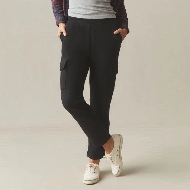 American Giant Cargo Sweatpants Womens M Black Cotton Straight Leg Elastic Waist