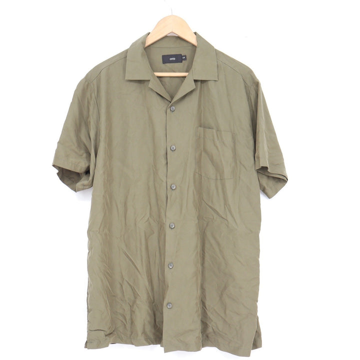 Onia Mens Olive Green Modal Blend Camp Collar Short Sleeve Button Down Shirt L