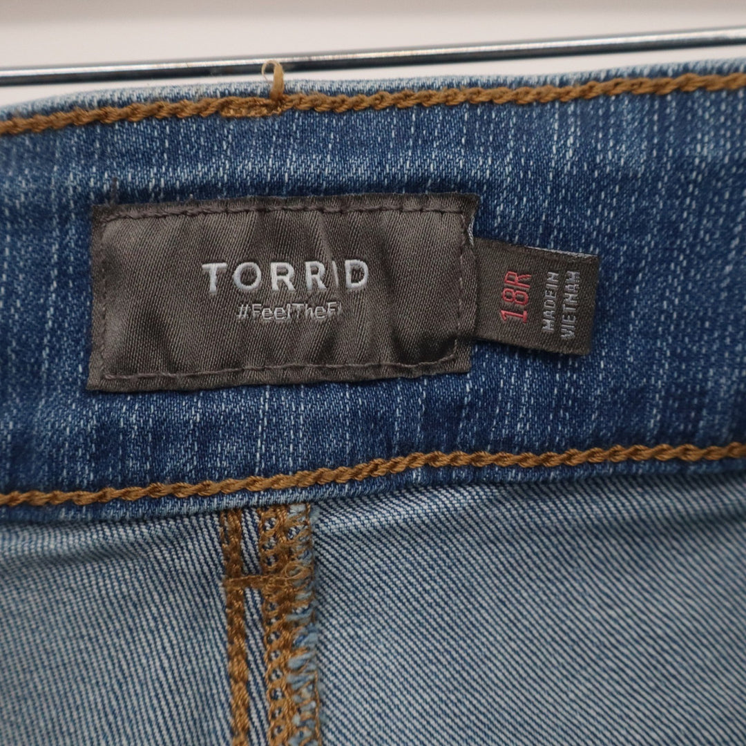 Torrid Plus Size 18R Wide Leg Jeans Medium Wash High Rise Raw Hem Stretch Denim