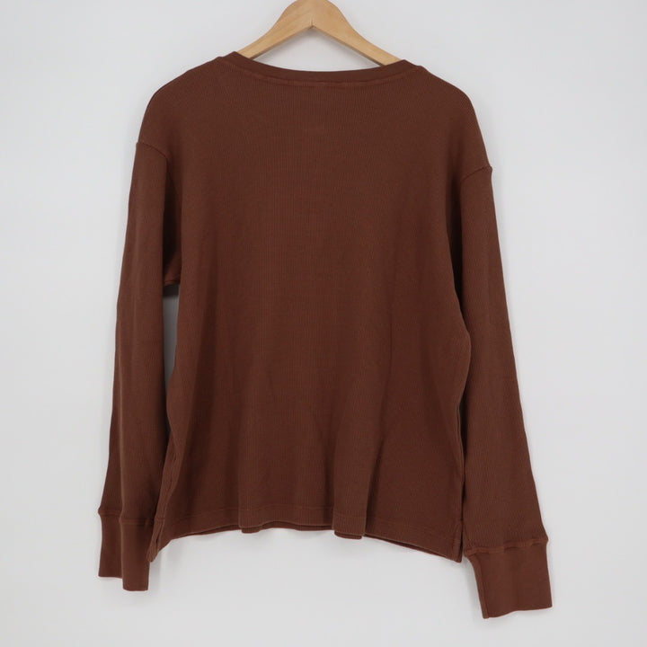 American Giant Women's Thermal Henley Soft Slit Size L Made In USA
