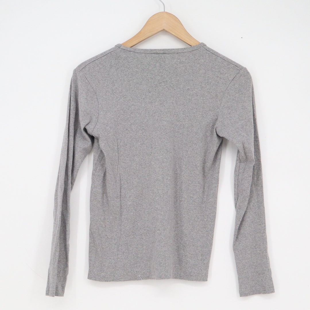 TEPP Basiq Womens Long Sleeve Crew Neck T-Shirt Heather Grey Slim Fit Size M