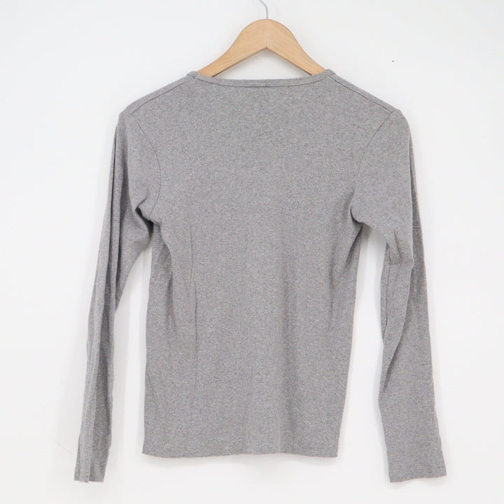 TEPP Basiq Womens Long Sleeve Crew Neck T-Shirt Heather Grey Slim Fit Size M