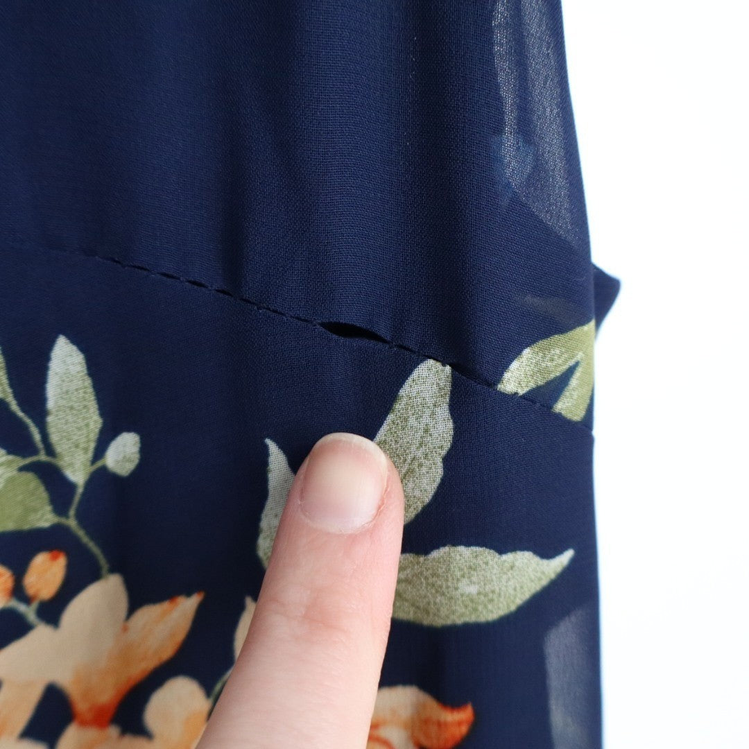 Lulus Elegant Admiration One Shoulder Maxi Dress Womens Medium Navy Blue Floral
