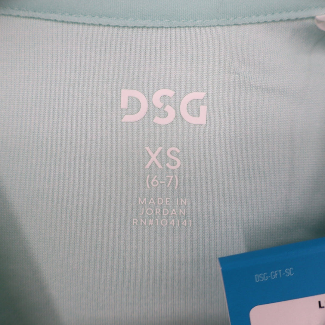 DSG Girls XS 6-7 Shoreside Blue Heather LS Twist Front Performance Tee