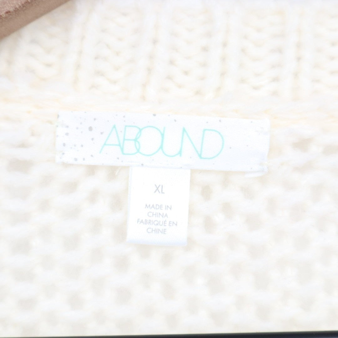 Abound Sweater Women XL Cream Knit Textured Round Neck Long Sleeve Street Wear