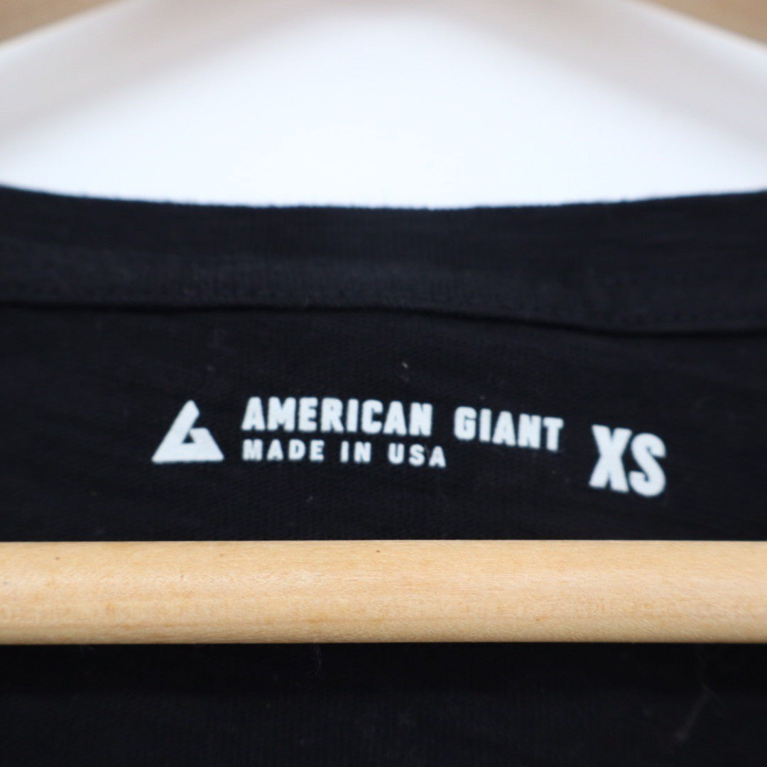 American Giant Classic V Neck T Shirt Black Made USA XS