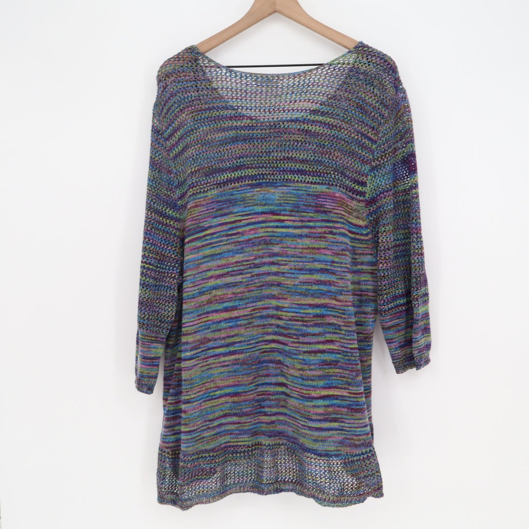 John Paul Richard Sweater Womens 2X Multi Space Dye Open Knit Exc