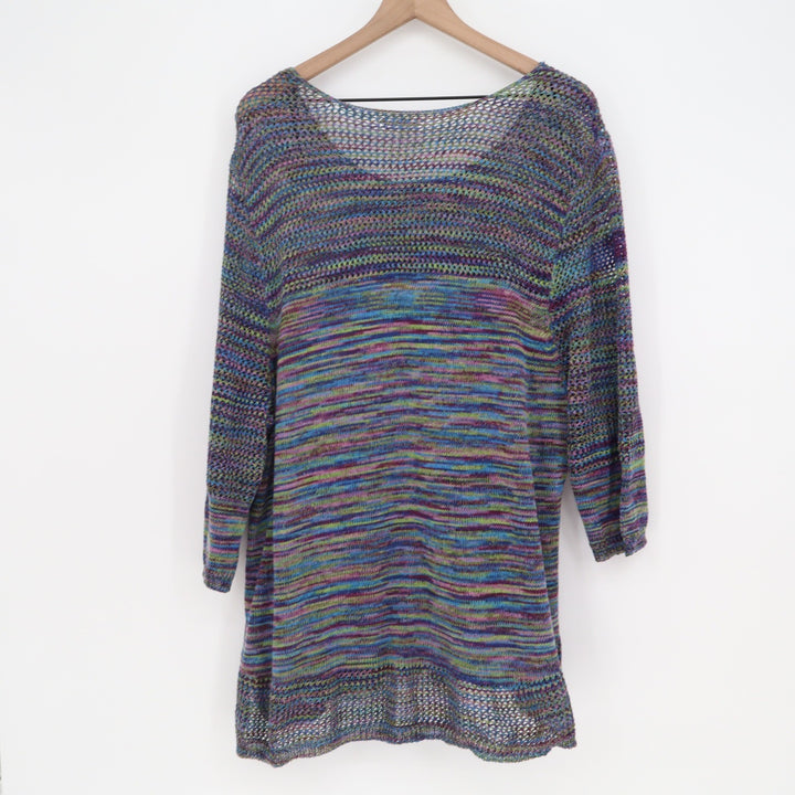 John Paul Richard Sweater Womens 2X Multi Space Dye Open Knit Exc