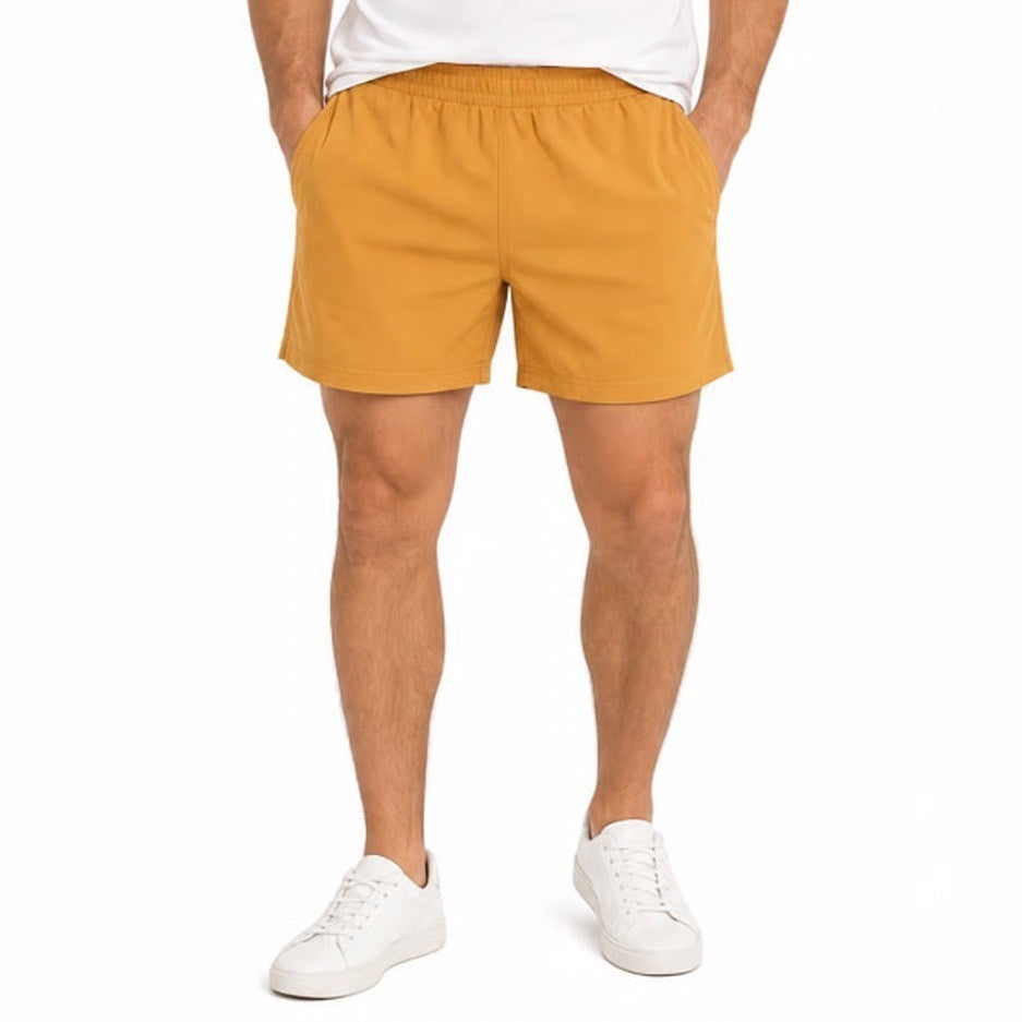 VRST Mens All-In Short 7" Unlined Palomino Gold Yellow Stretch Athletic Small