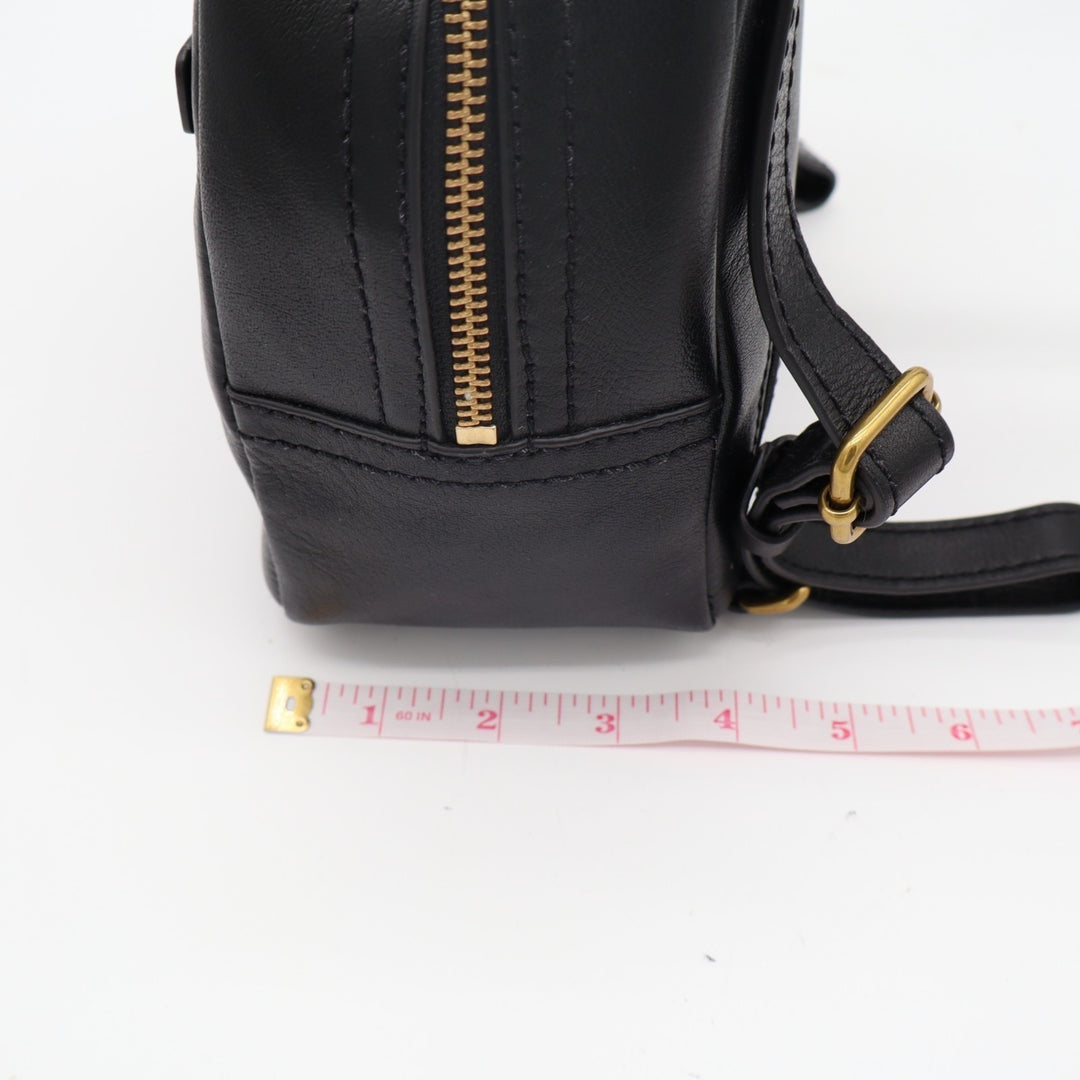 Fossil Megan Womens Backpack Black Pebbled Leather Adjustable Shoulder Strap Bag