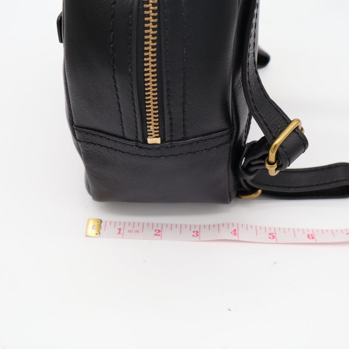Fossil Megan Womens Backpack Black Pebbled Leather Adjustable Shoulder Strap Bag